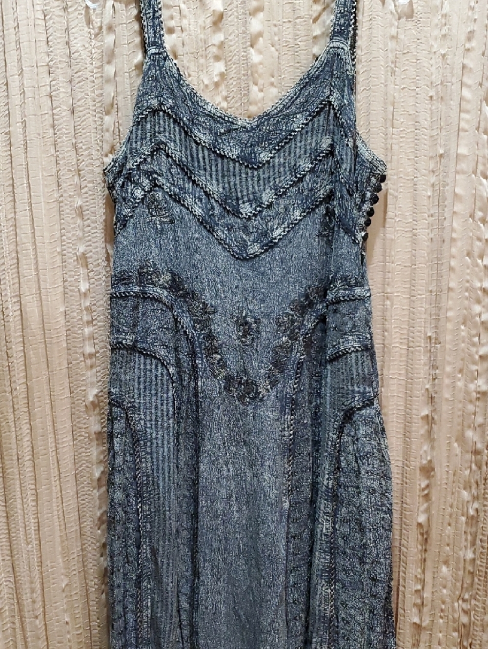 Black Embroidered Sundress Bohemian Gypsy Fairy Y2K Grunge Lace Boho - Picture 3 of 10